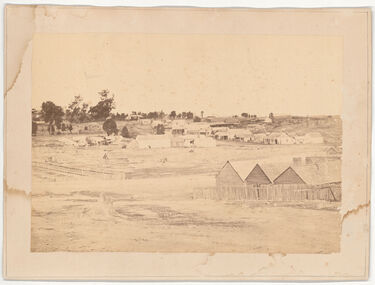 Photograph - Black and white print, Fryerstown, looking north west, taken from High Street on the road going down the hill at "breakneck"