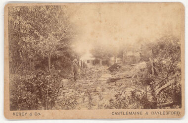 Photograph - Black and white print, Hersche's house, previously Old Mt Alexander Hotel after the flood 01-01-1889