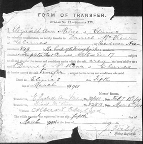 Administrative record - MINER'S RIGHT TRANSFER, GOVERNMENT PRINTER MELBOURNE, 1901