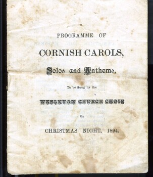Front page of programme by Wesley Choir