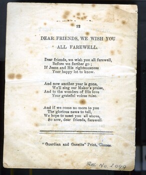 Back page of programme by Wesley Choir