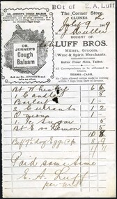 Financial record - RECEIPT, LUFF BROS, 09/07/1909
