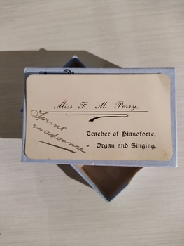 Business cards used by the resident Music Teacher of Clunes