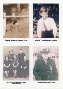 WALTER FRANCIS CLARK C1930, WALTER FRANCIS CLARK C1935, L TO R: DORIS, KEN, ELIZABETH, FRANK & FRANK CLARK (SEN), LIZZIE WALDRON (NEE CLARK)