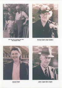 JACK CLARK (SEN) GRANDSON RAY CLARK STEP DAUGHTER PHYLLIS, ANNIE CLARK (NEE CARTER), JOYCE CLARK, JOHN (JACK SNR) CLARK.