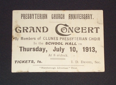 Entry ticket for the musical event