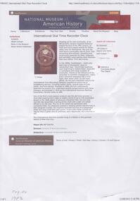 Functional object - TIME CLOCK, International Business Machines Pty. Ltd, 1924