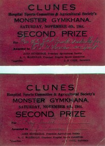 Prize Cards for competition at agricultural show