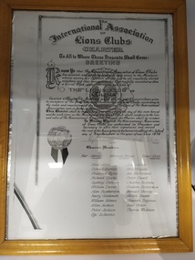 Certificate, LIONS CLUB CHARTER