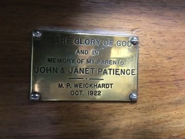 Plaque - BRASS PLAQUE, OCTOBER 1922