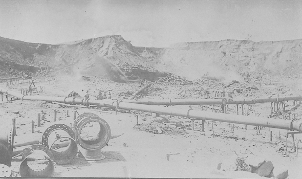 Pipes in open cut mine.