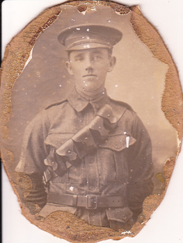 Studio portrait of soldier in Australian Infantry Forces uniform.