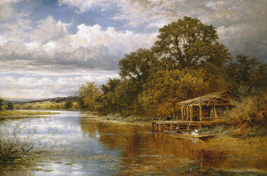 Painting - On the Theames, LEADER, Benjamin, 1878