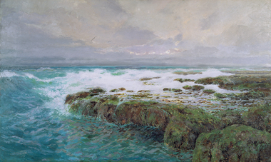 Painting - The league long roller thundering on the reef, PIGUENIT, William C, 1900