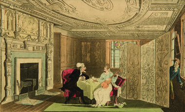 Print - The visit of Dr Syntax to the Widow Hopefull at York, ROWLANDSON, Thomas, 1820