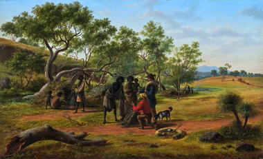 Painting - Aborigines met on the road to the diggings, von GUERARD, Eugene, 1854