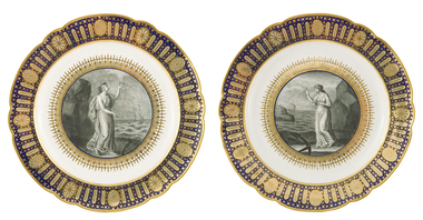 Decorative object - Pair of 'Hope and Patience' plates from the Duke of Clarence service, WORCESTER, 1790-92
