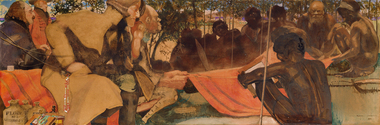 Watercolour - Buckley acting as interpreter at Indented Head, YOUNG, Blamire, 1901