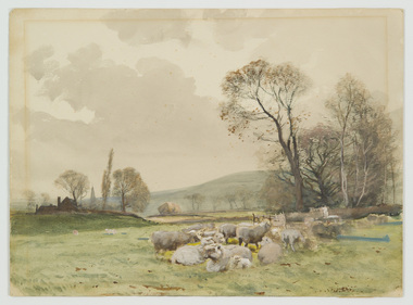Painting, Fox, Henry Charles, Alfriston Cathedral of the Downs Country No.2 (Sussex), 1928