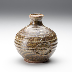 Ceramic, Hughan, Harold, Globular-shaped Vase with Celadon Underglaze, and Rings and Moulded Circles, Undated