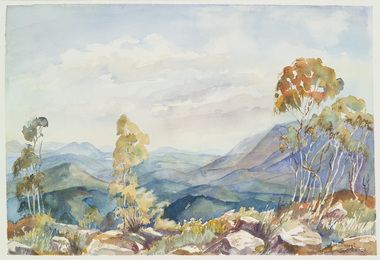 Painting, Johnston, Margaret, View from the Gable End, Mount Wellington, 1980