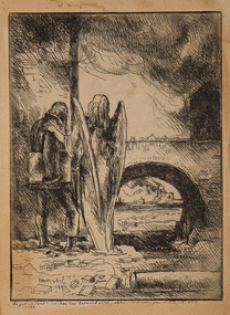 Print, Komjati, Julius, Angel & Poet (Christmas Card), 1946