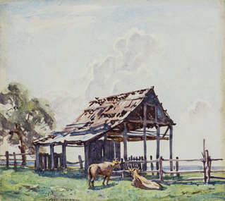 Painting, Lindsay, Lionel, The Cowshed, c.1920s