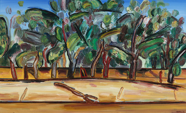 Painting, Makin, Jeffrey, Riverbank Echuca, 1977