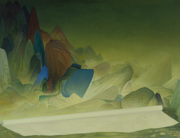 Painting, Pryor, Gregory, Roll of Silk Before the Landscape, 1996