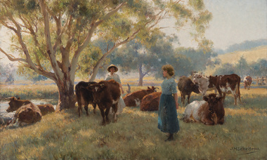 Painting, Scheltema, Jan Hendrik, Early Morning Start, Gippsland, c.1895
