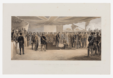 Print, Simpson, William (after), The Investiture of the Order of the Bath at the Head Quarters of the British Army Before Sebastopol, 1855