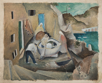 Painting, Sumner, Alan, Preparing for Fishing - Spain, c.1950