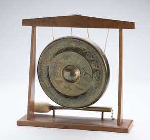 Mixed Media, Unknown Artist, Brass Gong and Stand with Mallet, Undated