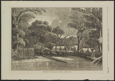 Print, Unknown Artist, Fishermen's Camp, Lake Victoria, Gipps Land, c.1878