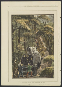 Print, Unknown Artist, On the Road to Dark River, Hauling Machinery up the Gibbo Range, c.1883