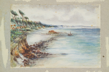 Painting, Unknown Artist, Coastline with Jetty, Undated
