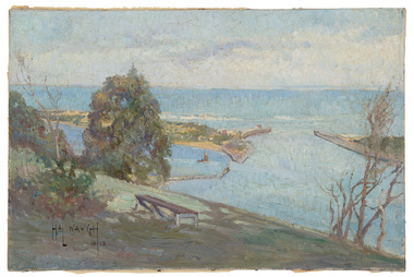 Painting, Waugh, Hal, The Lakes Entrance from Kalimna, 1913