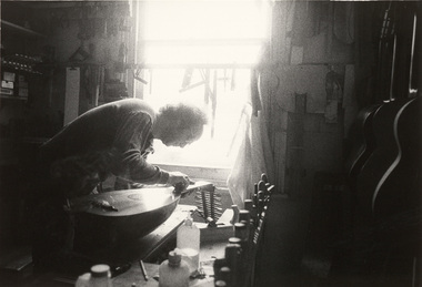 Photograph, Robert ASHTON, Guitar maker, Fitzroy 1974, 1975
