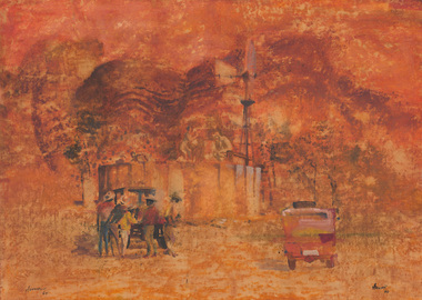 Painting, Len ANNOIS, The outback station, 1964