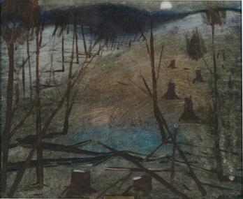 Painting, Charles BLACKMAN, Nocturnal landscape, 1976