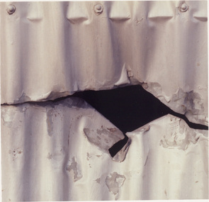 Photograph, Venise ALSTERGREN, Corrugated iron fence with hole, 1978