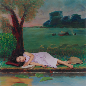 Photograph, Polixeni PAPAPETROU, Olympia as Alice dreaming by the riverbank, 2003