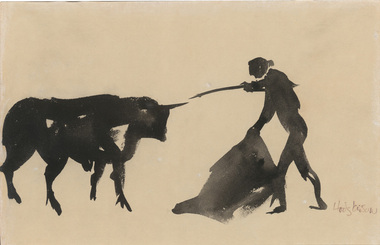 Painting, Frank HODGKINSON, Bull fight, n.d