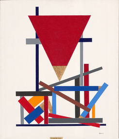 Painting, George JOHNSON, Supported red triangle, 1986