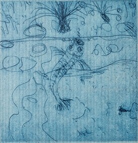 Print, John OLSEN, Blue fish, 1978