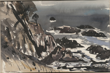 Painting, Elspeth VAUGHAN, The rugged coast, 1966