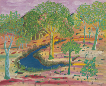 Painting, Henri BASTIN, River and trees, 1959