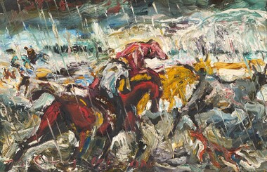 Painting, Gil JAMIESON, Running the Mulgildie Mob, 1972