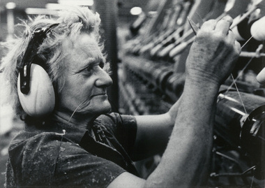 Photograph, John WERRETT, May Murphy, cotton machine operator, 1987