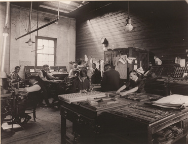 Photograph, Samuel George CAHILL, Horsham Times composing room, n.d